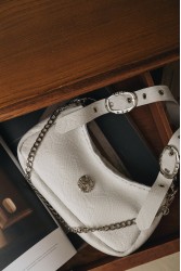 INDIVIDUAL Kashmir  Shoulder Bag Off-White Nickel