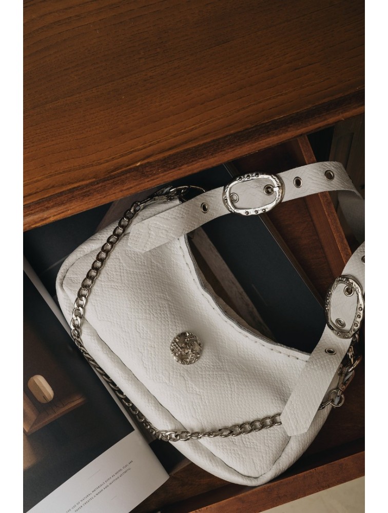 INDIVIDUAL Kashmir  Shoulder Bag Off-White Nickel