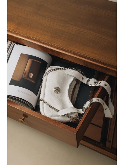 INDIVIDUAL Kashmir  Shoulder Bag Off-White Nickel Εκρού Δερμάτινη Γυναικεία Τσάντα  Ώμου με Νίκελ Αγκράφα