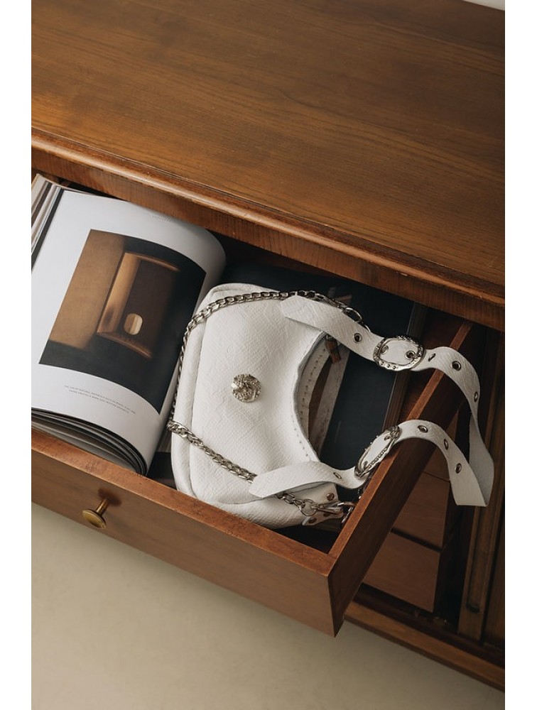 INDIVIDUAL Kashmir  Shoulder Bag Off-White Nickel