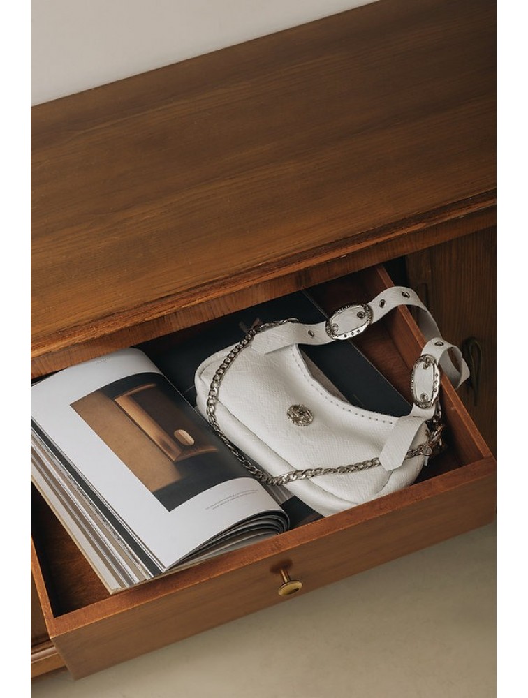 INDIVIDUAL Kashmir  Shoulder Bag Off-White Nickel