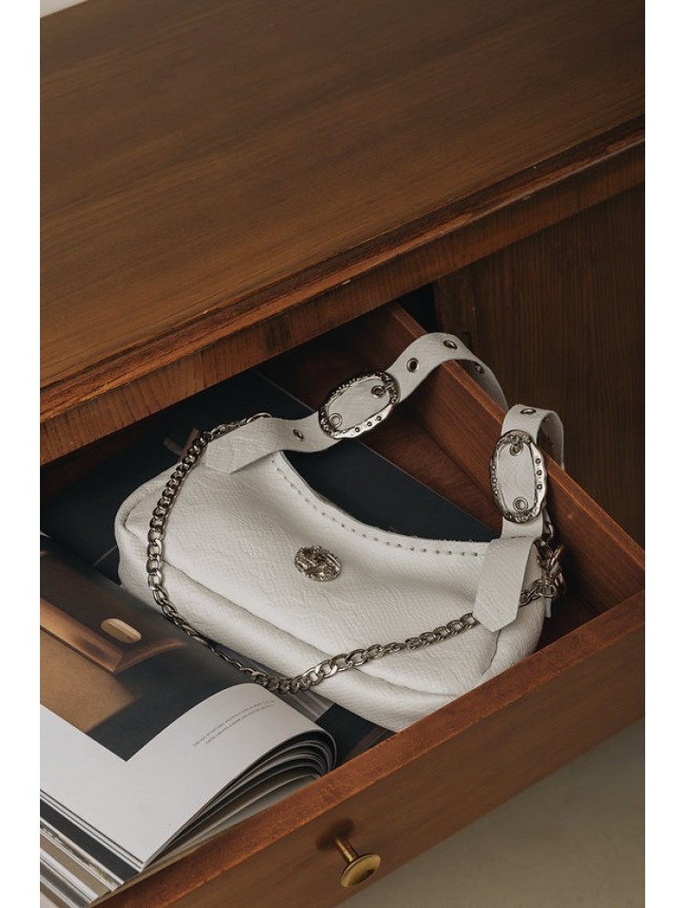 INDIVIDUAL Kashmir  Shoulder Bag Off-White Nickel