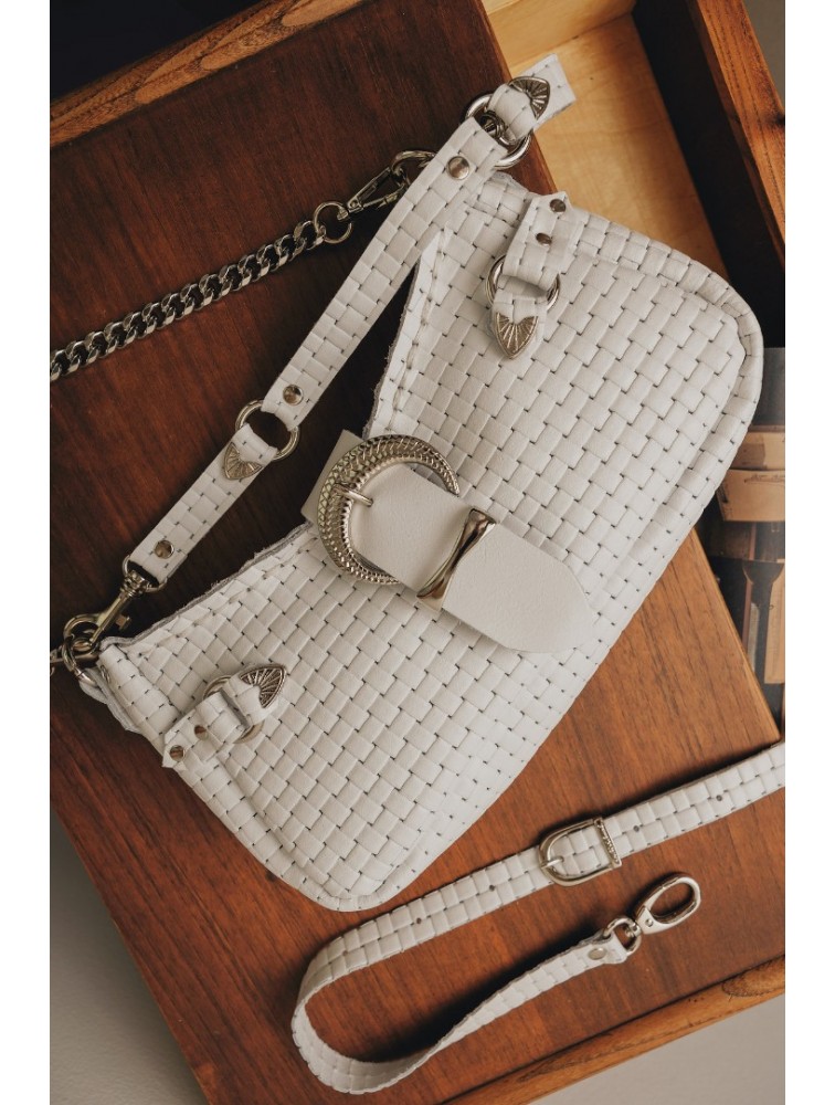 INDIVIDUAL Kiss of Life Shoulder Bag Off-White Nickel Εκρού Δερμάτινη Γυναικεία Τσάντα Ώμου με Νίκελ Στοιχεία