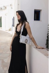 INDIVIDUAL "Let it be" Λευκή δερμάτινη τσάντα ώμου