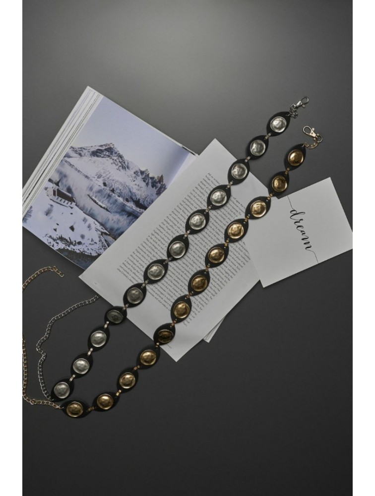 INDIVIDUAL "Lights" Μαύρη-Ασημί μεταλλική ζώνη