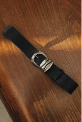 INDIVIDUAL Love Over Gold Black Nickel Leather Belt