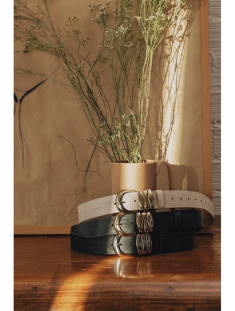 INDIVIDUAL Love Over Gold Black Nickel Leather Belt
