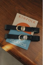 INDIVIDUAL Love Over Gold Black Nickel Leather Belt