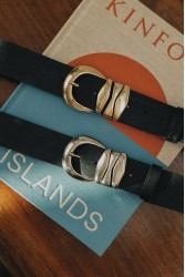 INDIVIDUAL Love Over Gold Black Nickel Leather Belt