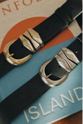 INDIVIDUAL Love Over Gold Black Nickel Leather Belt
