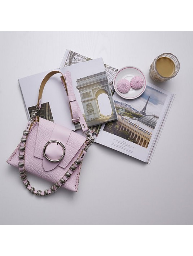 INDIVIDUAL "Loveher" Ροζ Limited Edition Δερμάτινη γυναικεία τσάντα ώμου