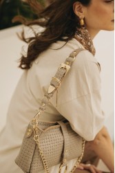INDIVIDUAL Mexican Moon Shoulder Bag Stone Beige Gold LIMITED
