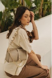 INDIVIDUAL Mexican Moon Shoulder Bag Stone Beige Gold LIMITED