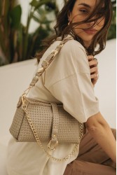 INDIVIDUAL Mexican Moon Shoulder Bag Stone Beige Gold LIMITED