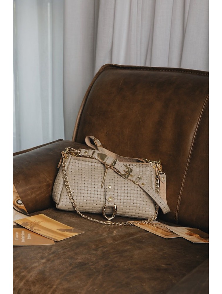INDIVIDUAL Mexican Moon Shoulder Bag Stone Beige Gold LIMITED