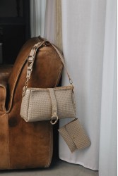 INDIVIDUAL Mexican Moon Shoulder Bag Stone Beige Gold LIMITED
