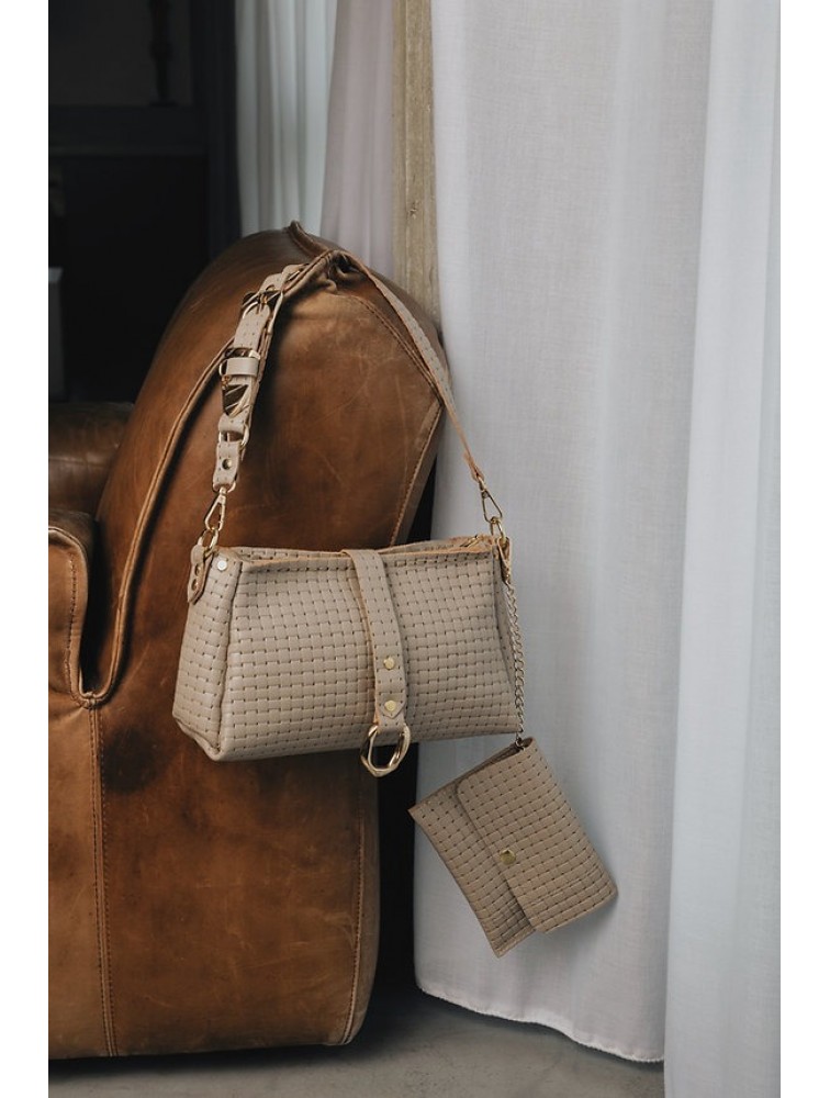 INDIVIDUAL Mexican Moon Shoulder Bag Stone Beige Gold LIMITED