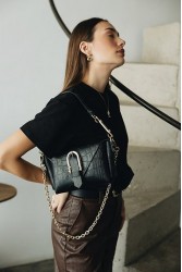 INDIVIDUAL Move Μαύρη δερμάτινη γυναικεία τσάντα ώμου