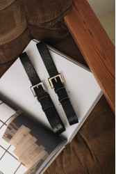 INDIVIDUAL Ordinary Black Gold Leather Belt