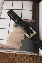 INDIVIDUAL Ordinary Black Gold Leather Belt