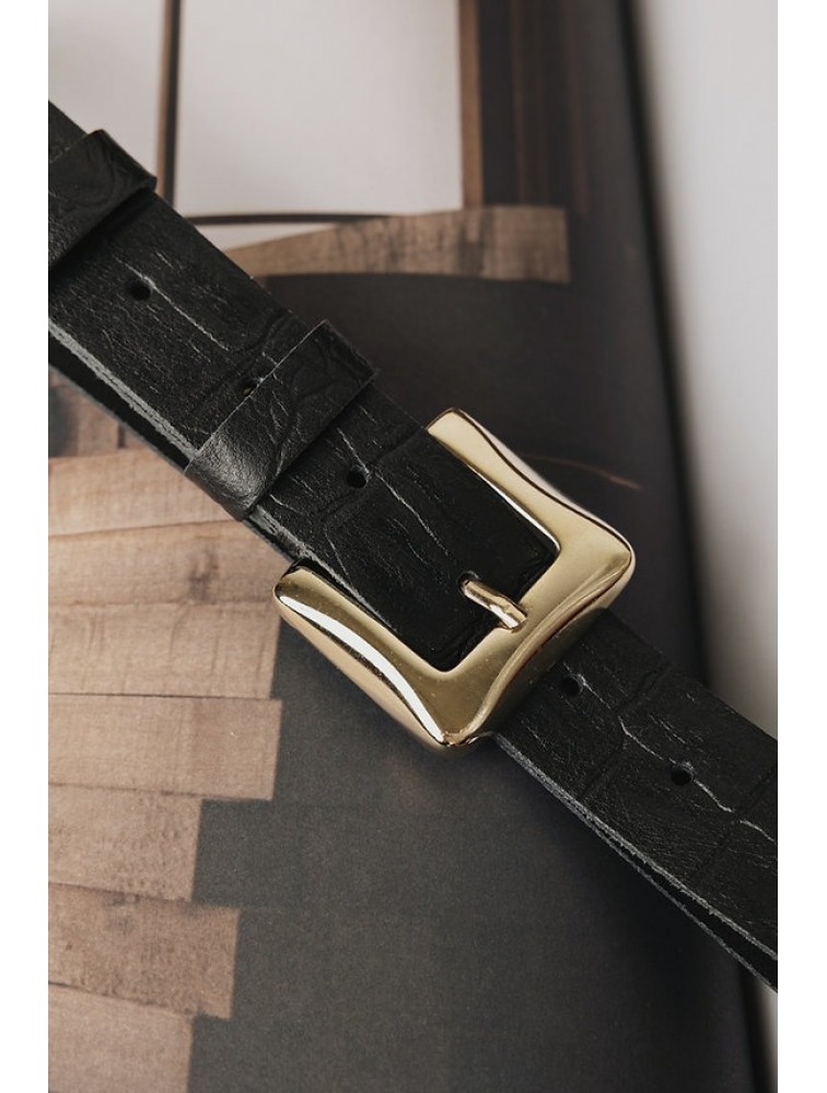INDIVIDUAL Ordinary Black Gold Leather Belt