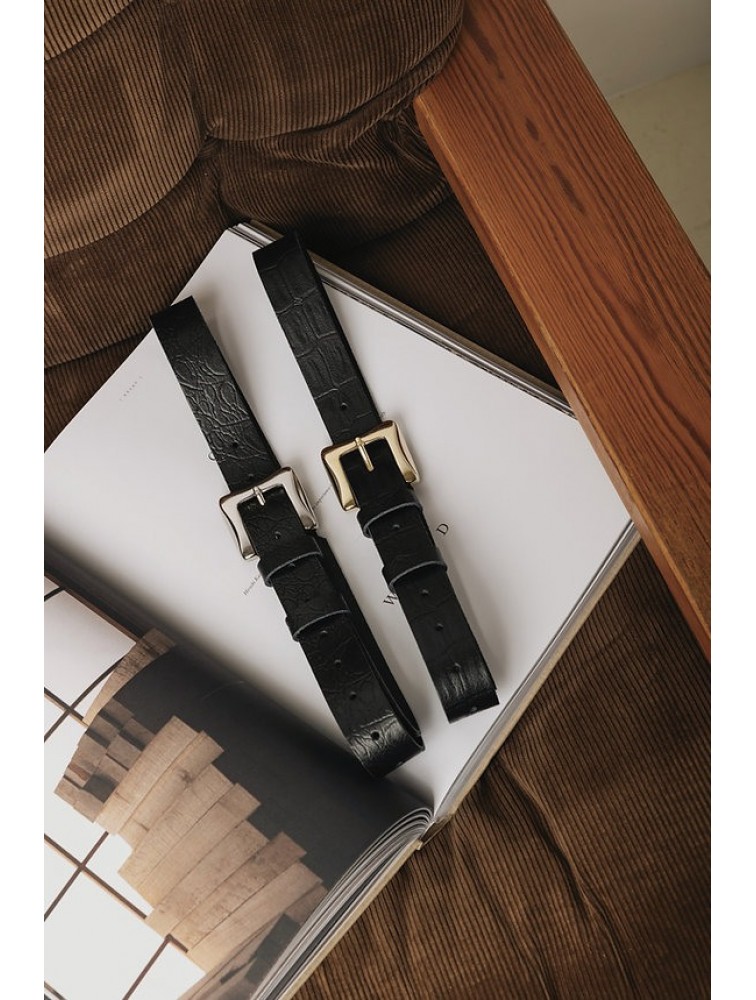 INDIVIDUAL Ordinary Black Gold Leather Belt