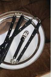 INDIVIDUAL Party Doll Black Nickel Leather Belt