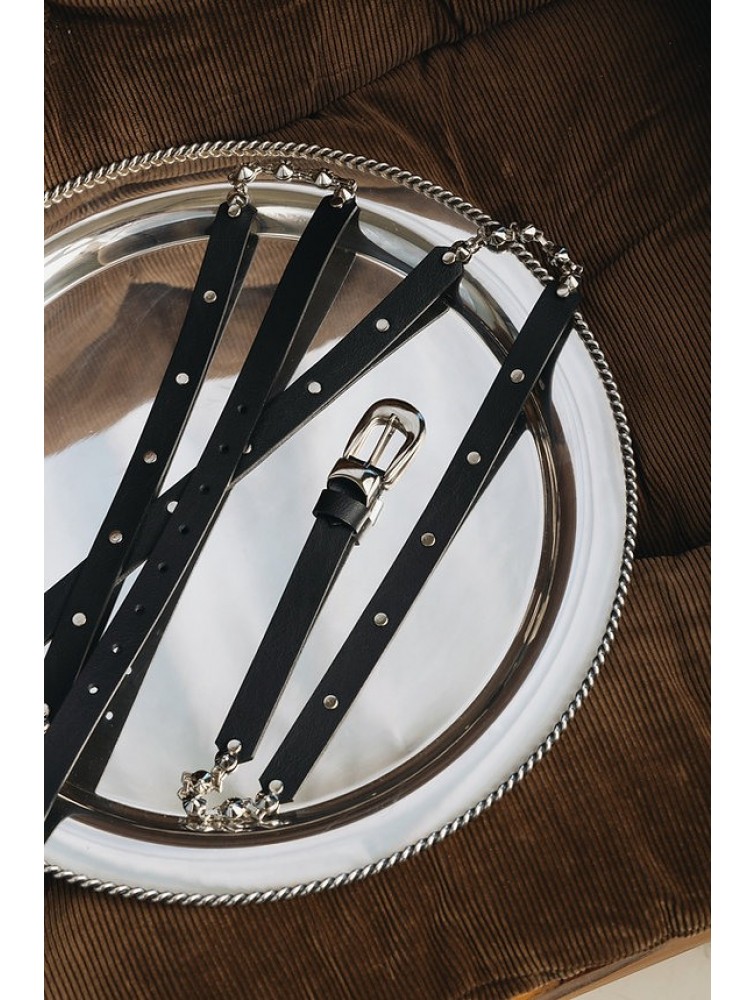 INDIVIDUAL Party Doll Black Nickel Leather Belt