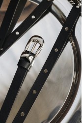 INDIVIDUAL Party Doll Black Nickel Leather Belt
