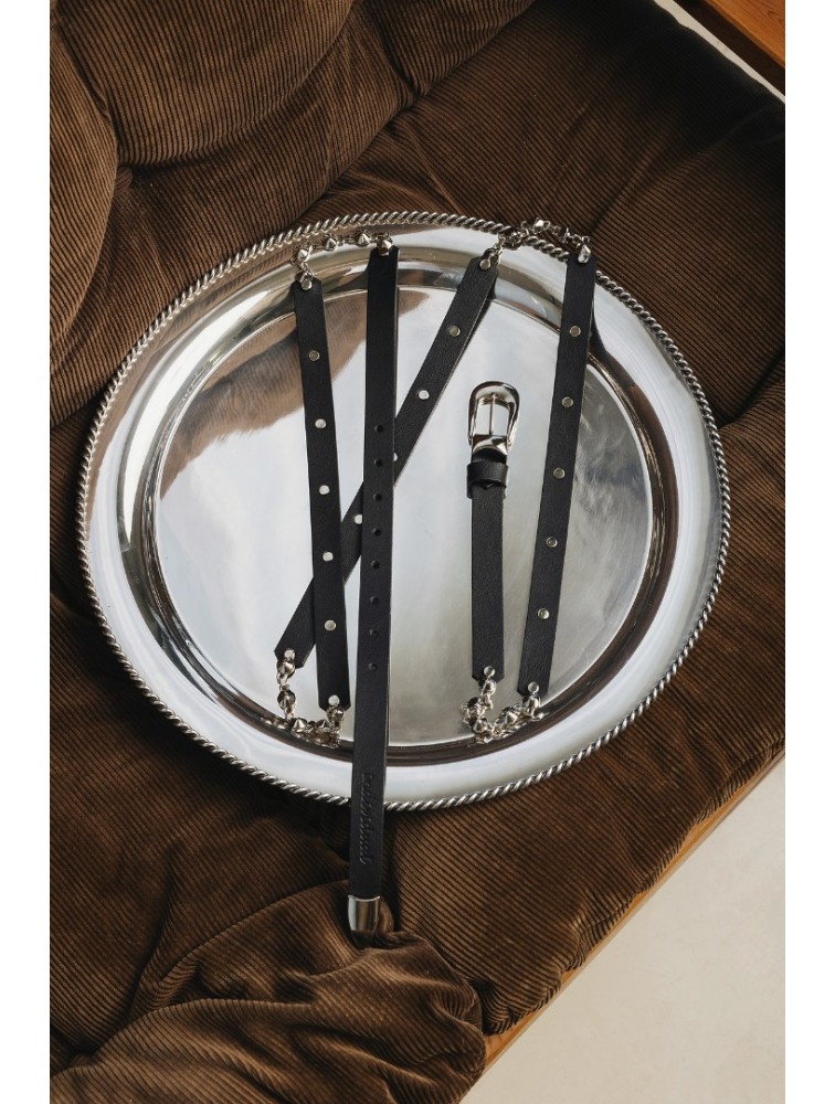 INDIVIDUAL Party Doll Black Nickel Leather Belt
