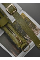 INDIVIDUAL "Piu che puoi" Λαδί δερμάτινη γυναικεία τσάντα ώμου