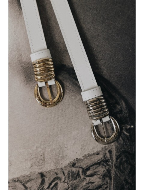 INDIVIDUAL Praise You Off-White Nickel Εκρού Δερμάτινη Ζώνη με Νίκελ Στοιχεία