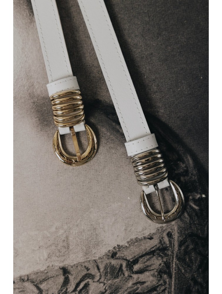 INDIVIDUAL Praise You Off-White Gold Leather Belt