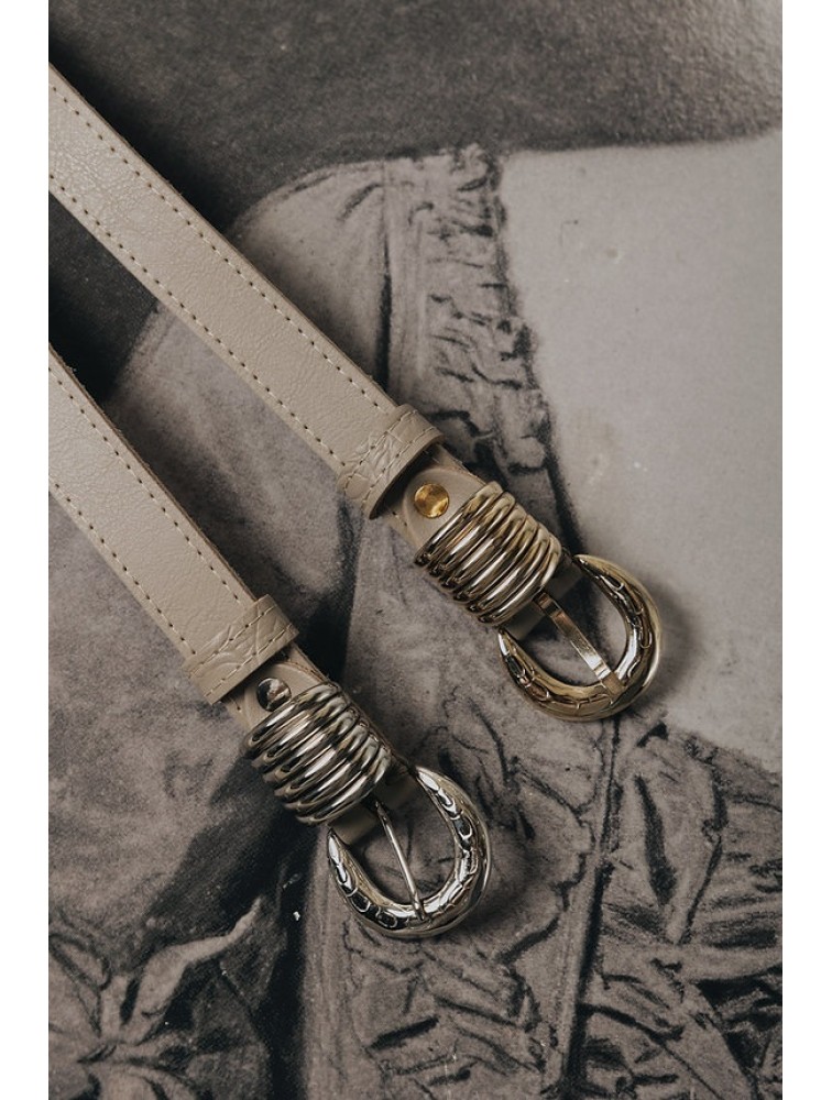 INDIVIDUAL Praise You Off-White Gold Leather Belt