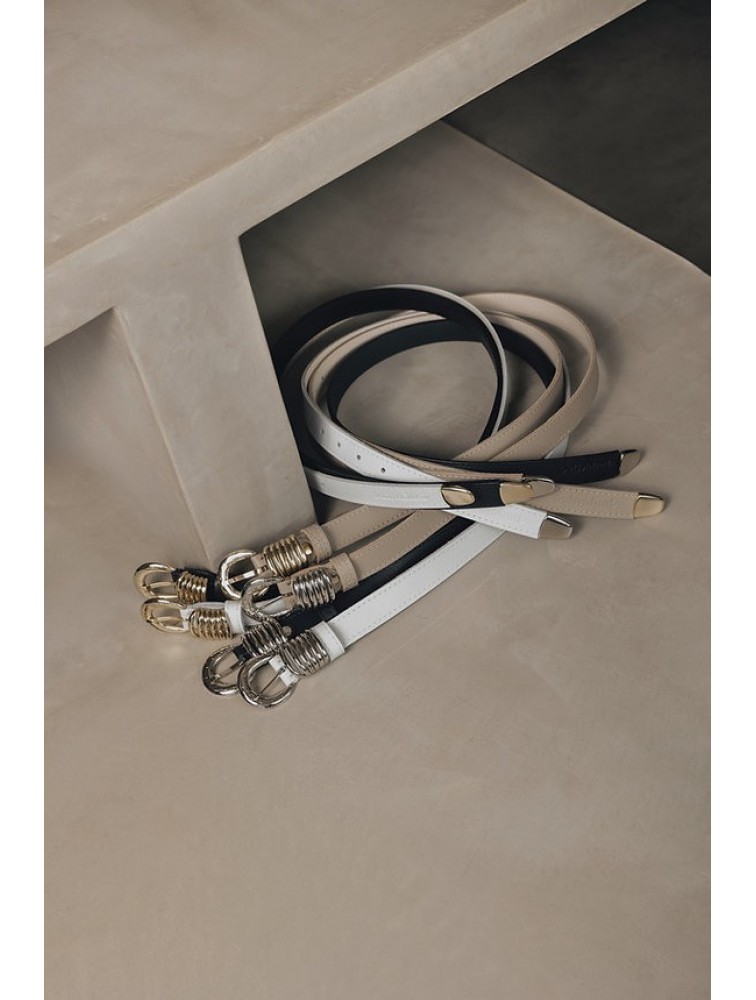 INDIVIDUAL Praise You Off-White Gold Leather Belt