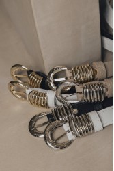 INDIVIDUAL Praise You Off-White Nickel Leather Belt
