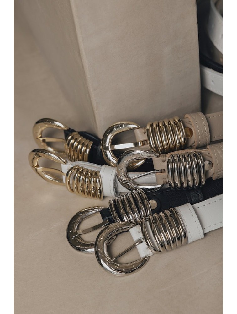 INDIVIDUAL Praise You Off-White Nickel Leather Belt