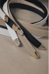 INDIVIDUAL Praise You Off-White Nickel Leather Belt