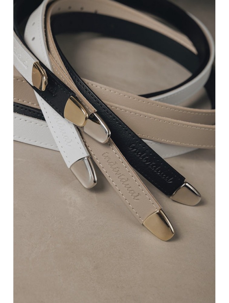 INDIVIDUAL Praise You Off-White Nickel Leather Belt