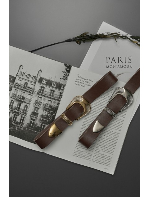 INDIVIDUAL "Release" Brown- Gold leather belt
