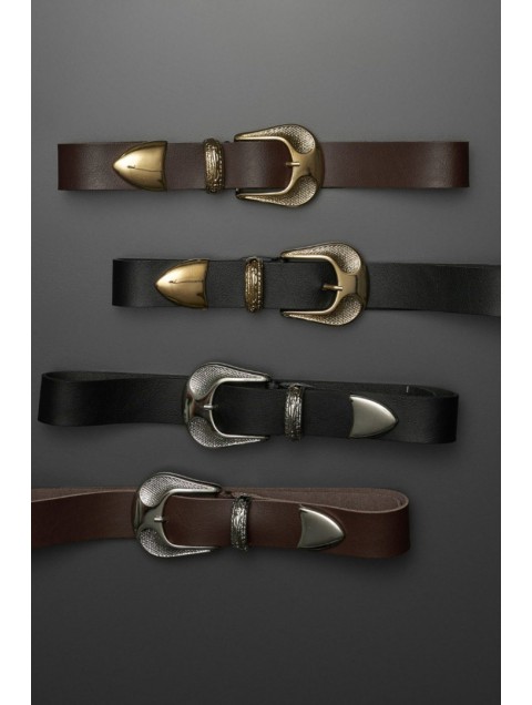 INDIVIDUAL "Release" Brown- Gold leather belt