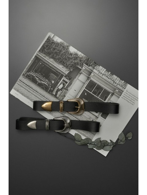 INDIVIDUAL "Release" Black- Silver leather belt
