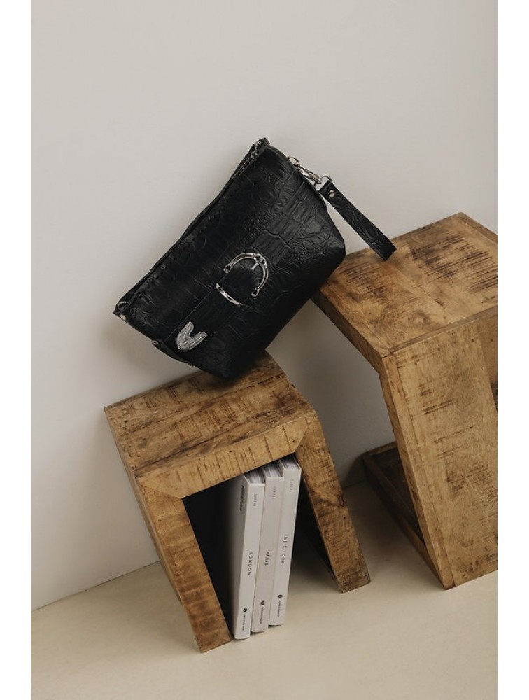 INDIVIDUAL Rhiannon Clutch Bag Black Nickel