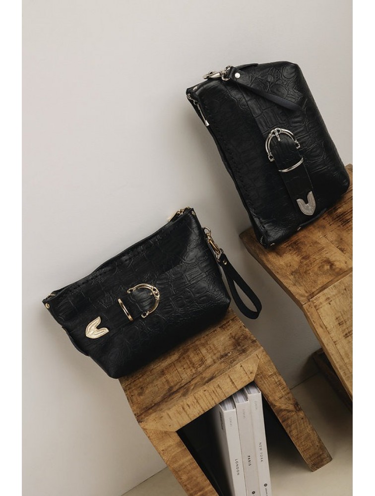 INDIVIDUAL Rhiannon Clutch Bag Black Nickel