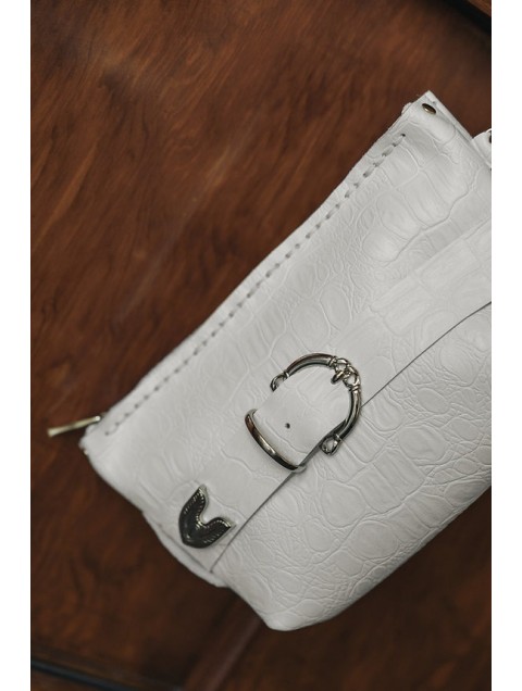 INDIVIDUAL Rhiannon Clutch Bag Off-White Nickel Εκρού Δερμάτινο Κλάτς με Νίκελ Στοιχεία