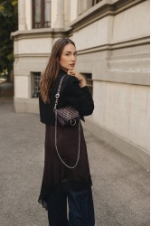 INDIVIDUAL Rosemary Μωβ Δερμάτινη Τσάντα  Ώμου με Ασημί Διακοσμητικά Στοιχεία