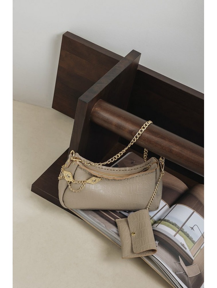 INDIVIDUAL Rushmere Shoulder Bag Stone Beige Gold