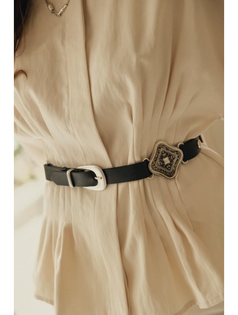 INDIVIDUAL Severina Black Μαύρη Δερμάτινη Ζώνη