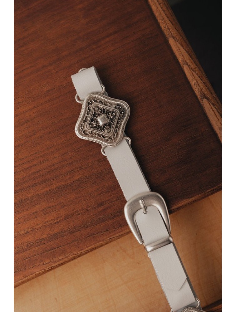 INDIVIDUAL Severina Off-White Leather Belt