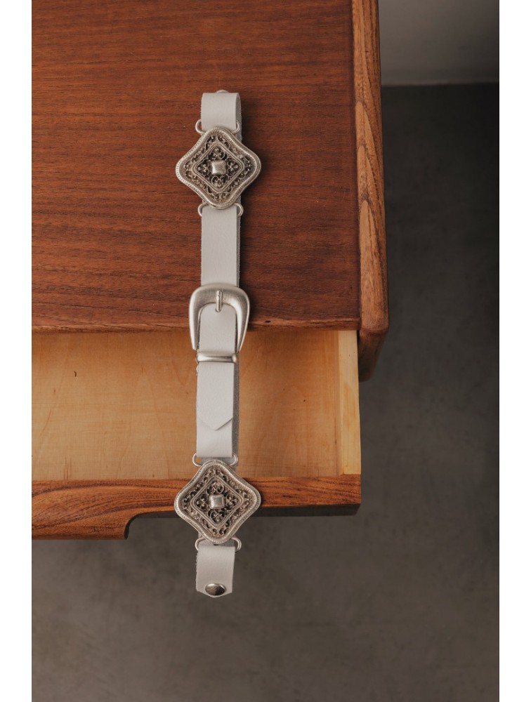INDIVIDUAL Severina Off-White Leather Belt